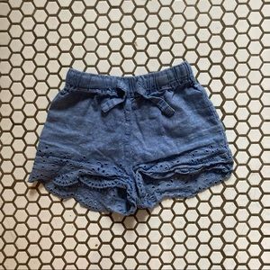 Blue Linen/Cotton Girls Shorts Size 7-Crewcuts